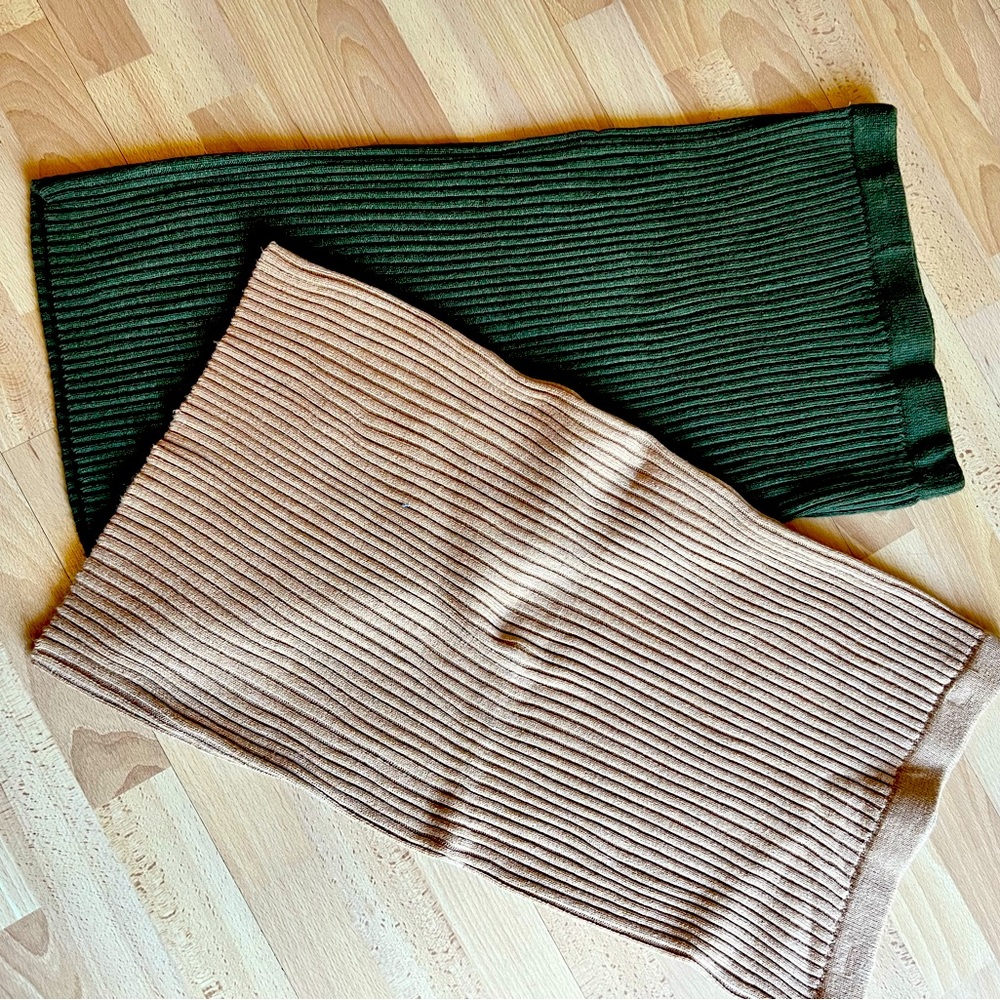 A New Day knit skirt. The tan skirt is NWT.